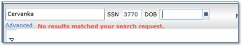 screenshot:  showing SSN